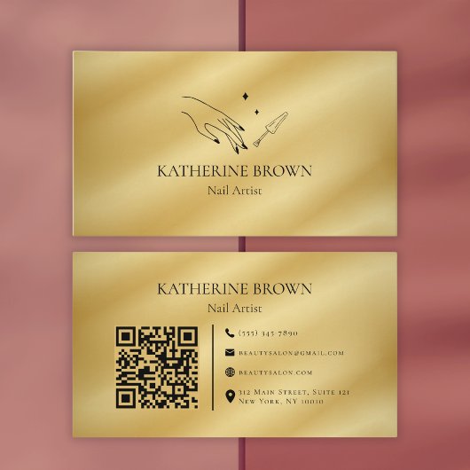 Gouden nagelkunstenaar QR-code voor professionals Visitekaartje
