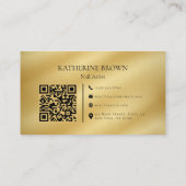 Gouden nagelkunstenaar QR-code voor professionals Visitekaartje (Achterkant)