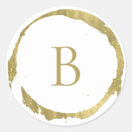 Gouden namaak folie glitter glans monogram op maat ronde sticker
