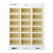 Gouden namaak glinster monogram - adreslabels etiket (Full Sheet)