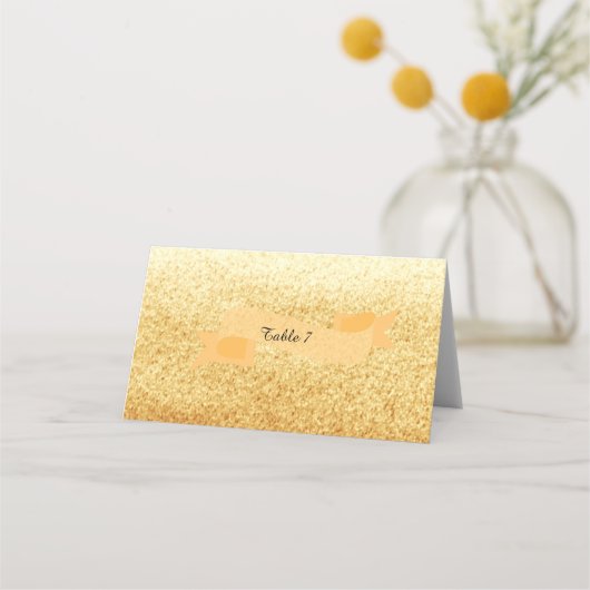 Gouden namaak glitter tafelnummer plaatskaartje (Voorkant)
