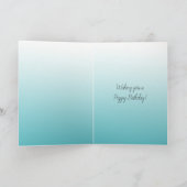 Gouden namaak glitters aqua hart verjaardag kaart (Binnen)