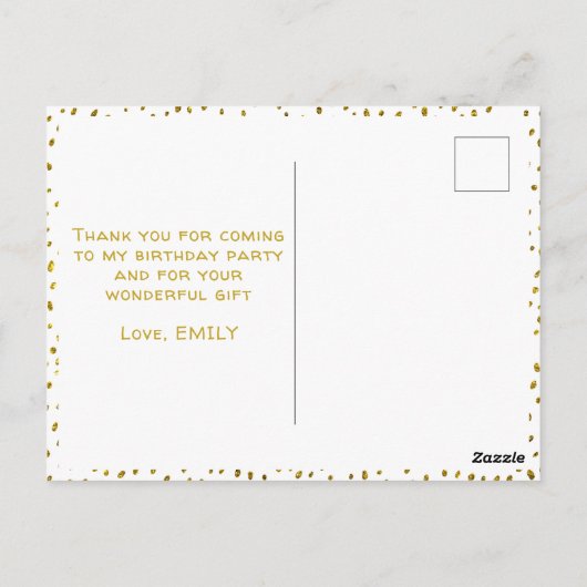 Gouden namaak glitters Verjaardagsmeisje Foto Beda Briefkaart (Achterkant)