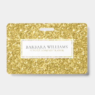 Gouden namaak glitters witte accent badge