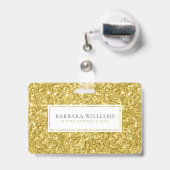 Gouden namaak glitters witte accent badge (Achterkant met uittrekbare clip)
