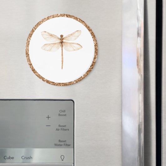 Gouden namaak glitters witte libel magneet (Insitu (Koelkast))