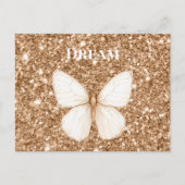 Gouden namaak glitters Witte Vlinder Briefkaart (Voorkant)