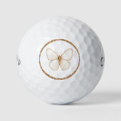 Gouden namaak glitters Witte Vlinder Golfballen (Voorkant)
