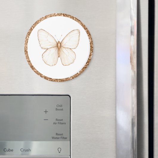 Gouden namaak glitters witte vlinder magneet (Insitu (Koelkast))