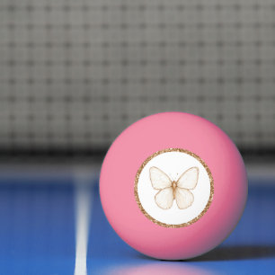Gouden namaak glitters witte vlinder pingpongbal