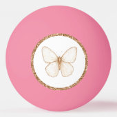 Gouden namaak glitters witte vlinder pingpongbal (Voorkant)