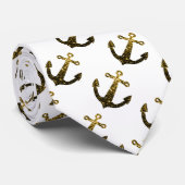 Gouden namaak glittersparel Ankerpatroon wit Stropdas (Opgerold)