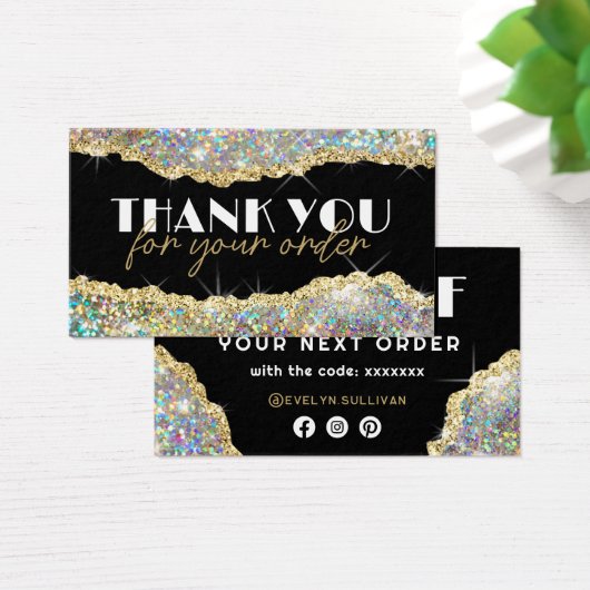 Gouden namaak iriserende glitters korting kaart (Bureau)