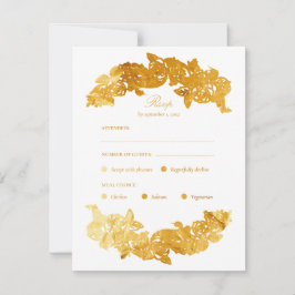 Gouden namaakfolie barokke maaltijdkeuze RSVP-kaar RSVP Kaartje