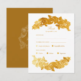 Gouden namaakfolie barokke maaltijdkeuze RSVP-kaar RSVP Kaartje