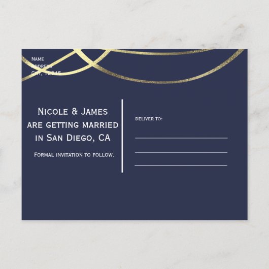 Gouden namaakfolie Huwelijk elke kleur Save the Da Aankondigingskaart (Achterkant)