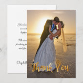 Gouden namaakfolie, trouw-hartelijkdank-kaart bedankkaart (Voorkant / Achterkant)