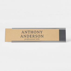Gouden namaakleer textuurontwerp bureau naambordje
