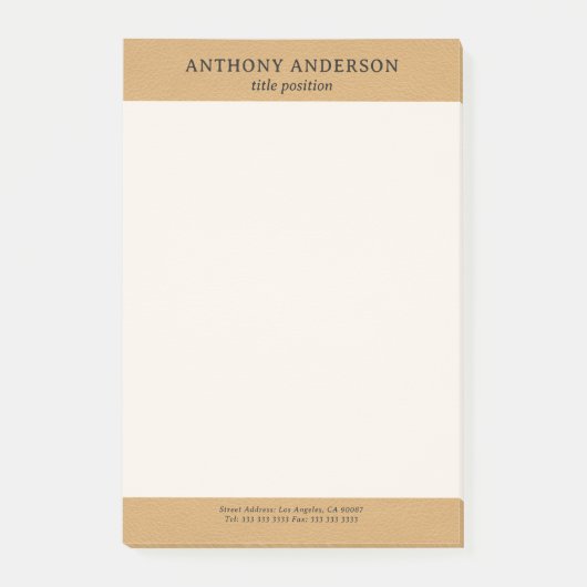 Gouden namaakleer textuurontwerp post-it® notes (Voorkant)