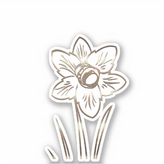 Gouden Narcissus Flower Sticker (Voorkant)