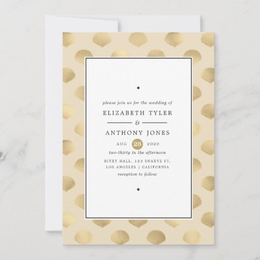 Gouden nautische bruiloft kaart (Voorkant)