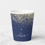 Gouden Navy Blauwe Glitter Glans Monogram Papieren Bekers<br><div class="desc">Navy Blauwe en Gouden Nep Glitter en Glans Elegante Monogram Verjaardag,  Trouw,  Bruids Shower of Meisjes uitgaansavond Beker. Deze Verjaardagsfeest Beker kan worden aangepast om uw initiaal en voornaam toe te voegen. Neem contact op met de ontwerper voor aangepaste bijpassende artikelen.</div>