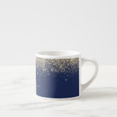 Gouden Navy Blauwe Glitter Meisjesachtige Monogram Espresso Kop (Rechts)