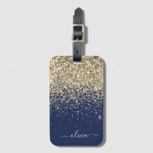 Gouden Navy Blauwe Meisjesachtige Glitter Glans Mo Bagagelabel