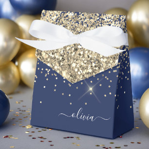 Gouden Navy Blauwe Meisjesachtige Glitter Glans Mo Bedankdoosjes