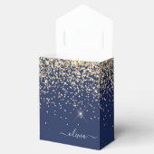 Gouden Navy Blauwe Meisjesachtige Glitter Glans Mo Bedankdoosjes (Geopend)