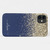 Gouden Navy Blauwe Meisjesachtige Glitter Glans Mo Case-Mate iPhone Case (Achterkant (horizontaal))