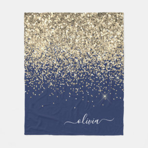 Gouden Navy Blauwe Meisjesachtige Glitter Glans Mo Fleece Deken
