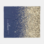 Gouden Navy Blauwe Meisjesachtige Glitter Glans Mo Fleece Deken (Voorkant (Horizontaal))