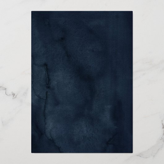 Gouden Navy Butterfly Flower Elegant Quinceanera Folie Uitnodiging (Achterkant)