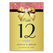 Gouden Navy Diamond Bow Coral Sequins Kaart (Achterkant)