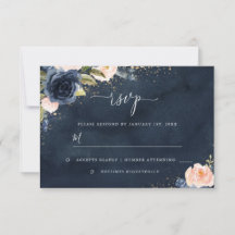 Gouden Navy Glitter Bloemen