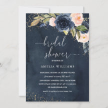 Gouden Navy Glitter Bloemschildering Bruiloft Fees