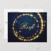 Gouden Navy Sparkle Lights RSVP met Maaltijd Keuze Briefkaart (Voorkant / Achterkant)