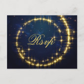 Gouden Navy Sparkle Lights RSVP met Maaltijd Keuze Briefkaart (Voorkant)