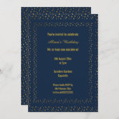 Gouden Navy Ster Patroon Moderne Verjaardag Custom Kaart (Voorkant / Achterkant)