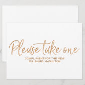 Gouden "Neem er één" Huwelijksgunst Teken Kaart (Voorkant / Achterkant)