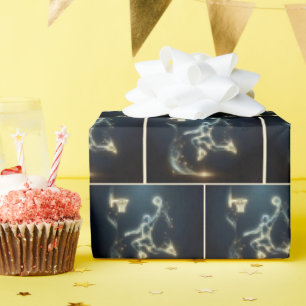 Gouden Neon Basletball Speler met Lichte Trails Cadeaupapier