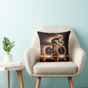 Gouden Neon fiets met lichte paden Kussen