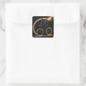 Gouden Neon Fiets Vierkante Sticker (Tas)