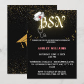 Gouden Neon Verpleegkunde Pinning ceremonie uitnod Kaart (Voorkant / Achterkant)