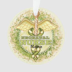 Gouden Neonatale Verpleegster Caduceus  Ornament
