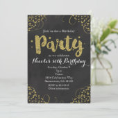 Gouden Nep Confetti Verjaardagsfeest Uitnodigingen (Staand voorkant)