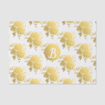 Gouden Nep Folie Glanzende Glamour Rozen Monogram