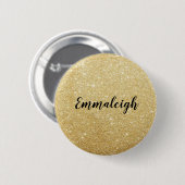 Gouden nep glinster monogram naam ronde button 5,7 cm (Voorkant /achterkant)