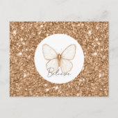 Gouden Nep Glitter Witte Vlinder Briefkaart (Voorkant)